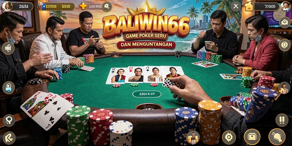 Screenshot gameplay BALIWIN66 menampilkan suasana poker yang seru.