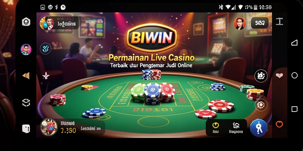 Tampilan gameplay Live Casino yang seru dan interaktif di BIWIN.
