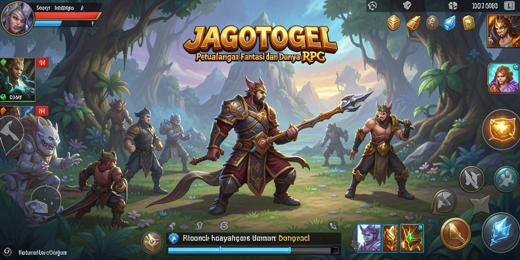 Tangkapan layar utama dari gameplay RPG JAGOTOGEL yang menampilkan pertempuran epik.