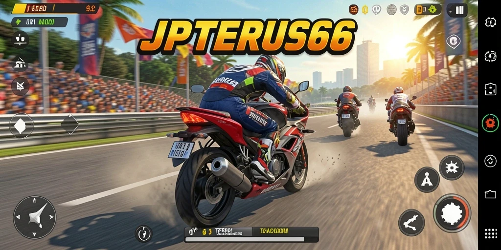 Gameplay seru dengan balapan motor di lintasan yang menarik.