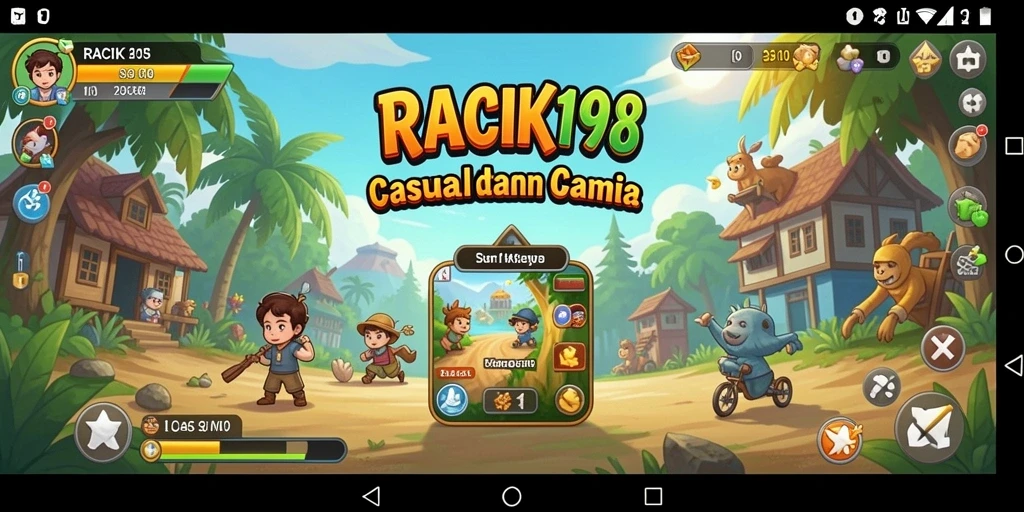 Tangkapan layar gameplay seru RACIK198 yang penuh warna.
