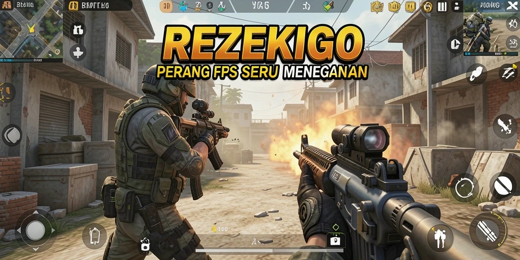 Tangkapan layar permainan <strong>REZEKIGO</strong> dengan aksi FPS yang mendebarkan.