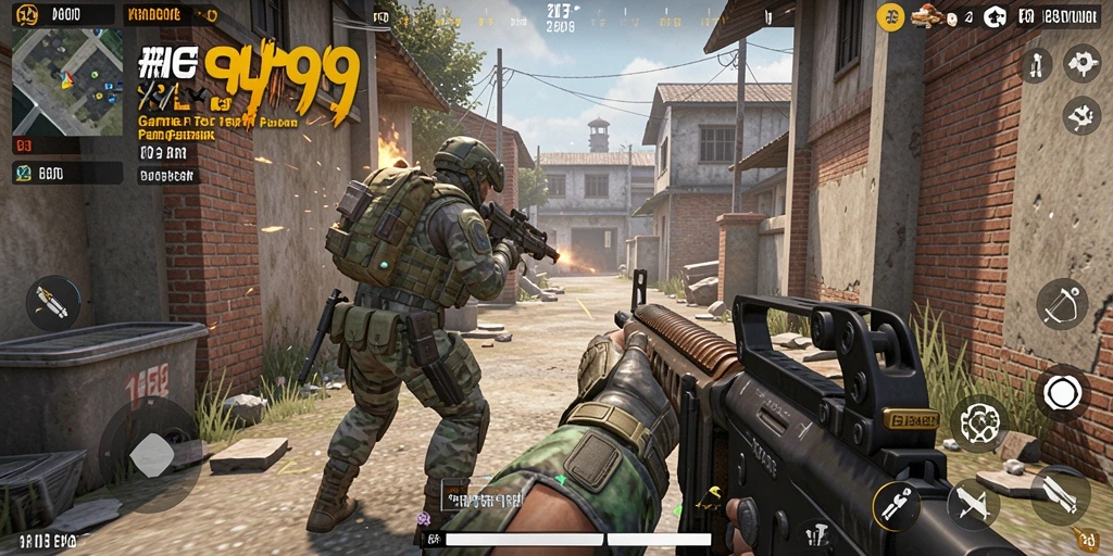 Tampilan gameplay mendebarkan di SL999 dalam genre FPS.