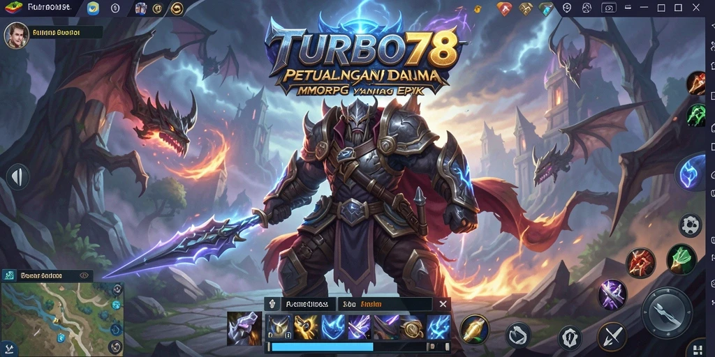 Screenshot gameplay TURBO78 menampilkan aksi pertempuran seru dalam MMORPG.