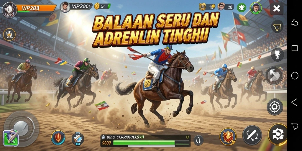 Tampilan gameplay balapan di VIP288 dengan mobil berkecepatan tinggi.