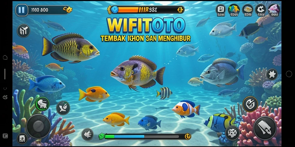 Tangkapan layar WIFITOTO yang menunjukkan aksi menembak ikan.